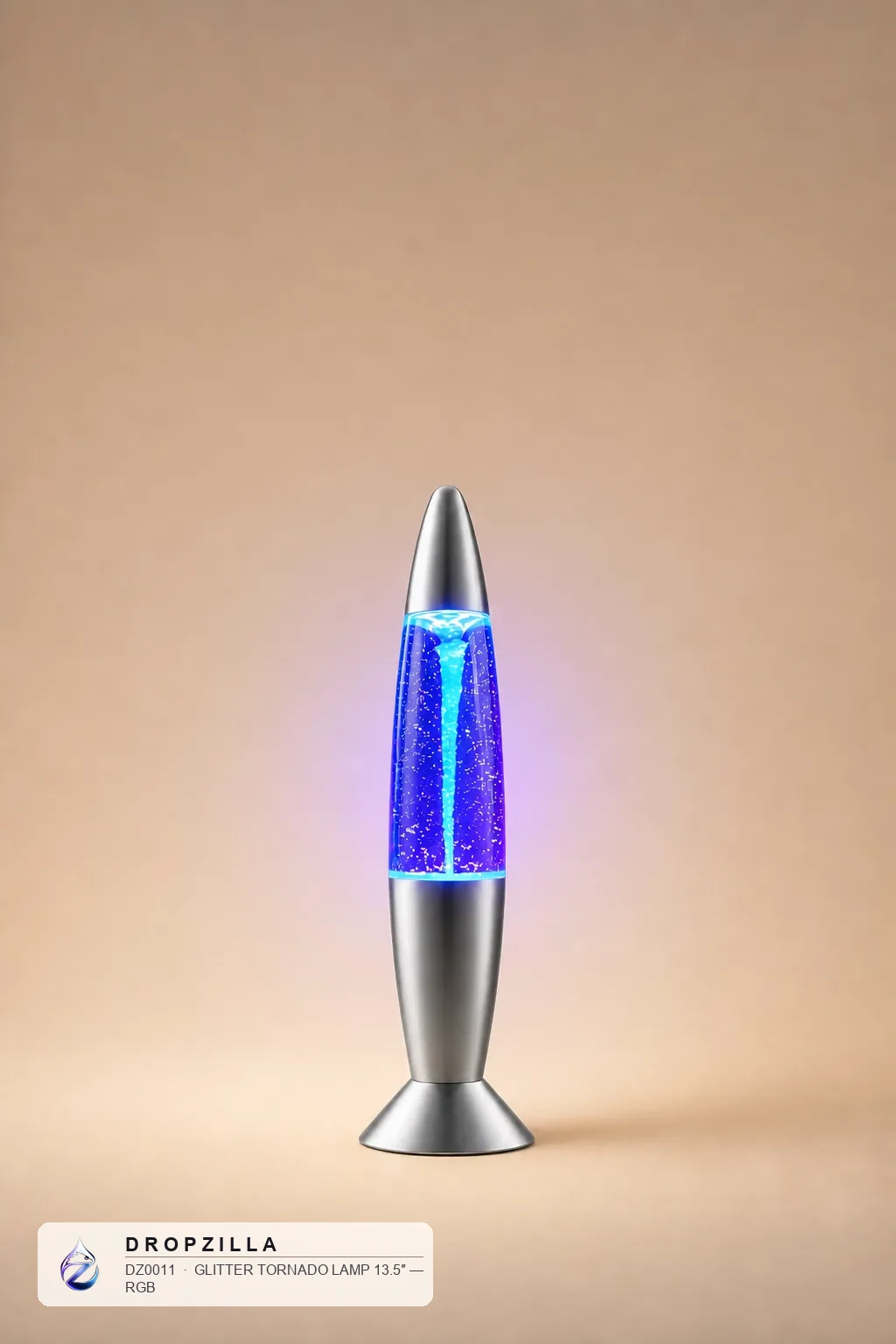 Glitter Tornado Lamp 13.5″ — RGB — Lava Lamps — Metal & acrylic · multicolour LED — Dropzilla