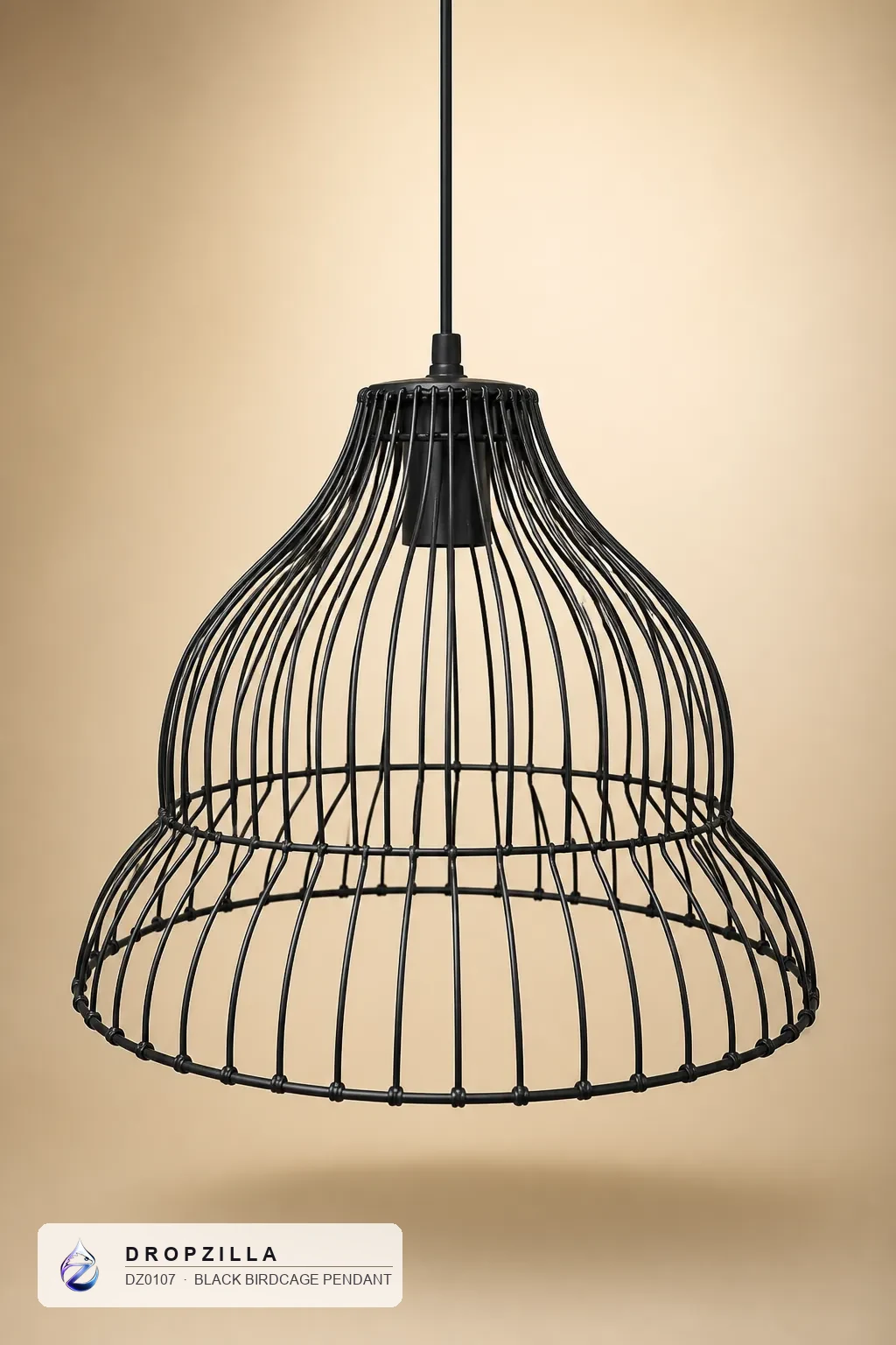 Black Birdcage Pendant — Pendant Lights — Matte black iron wire cage — Dropzilla