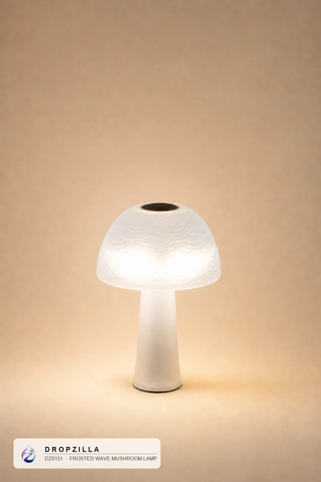 Frosted Wave Mushroom Lamp — Accent Lamps — Wave-textured frosted glass / polymer, LED — Dropzilla