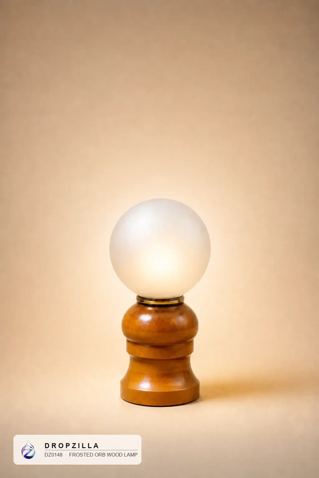 Frosted Orb Wood Lamp — Accent Lamps — Frosted glass orb on a turned wood base — Dropzilla