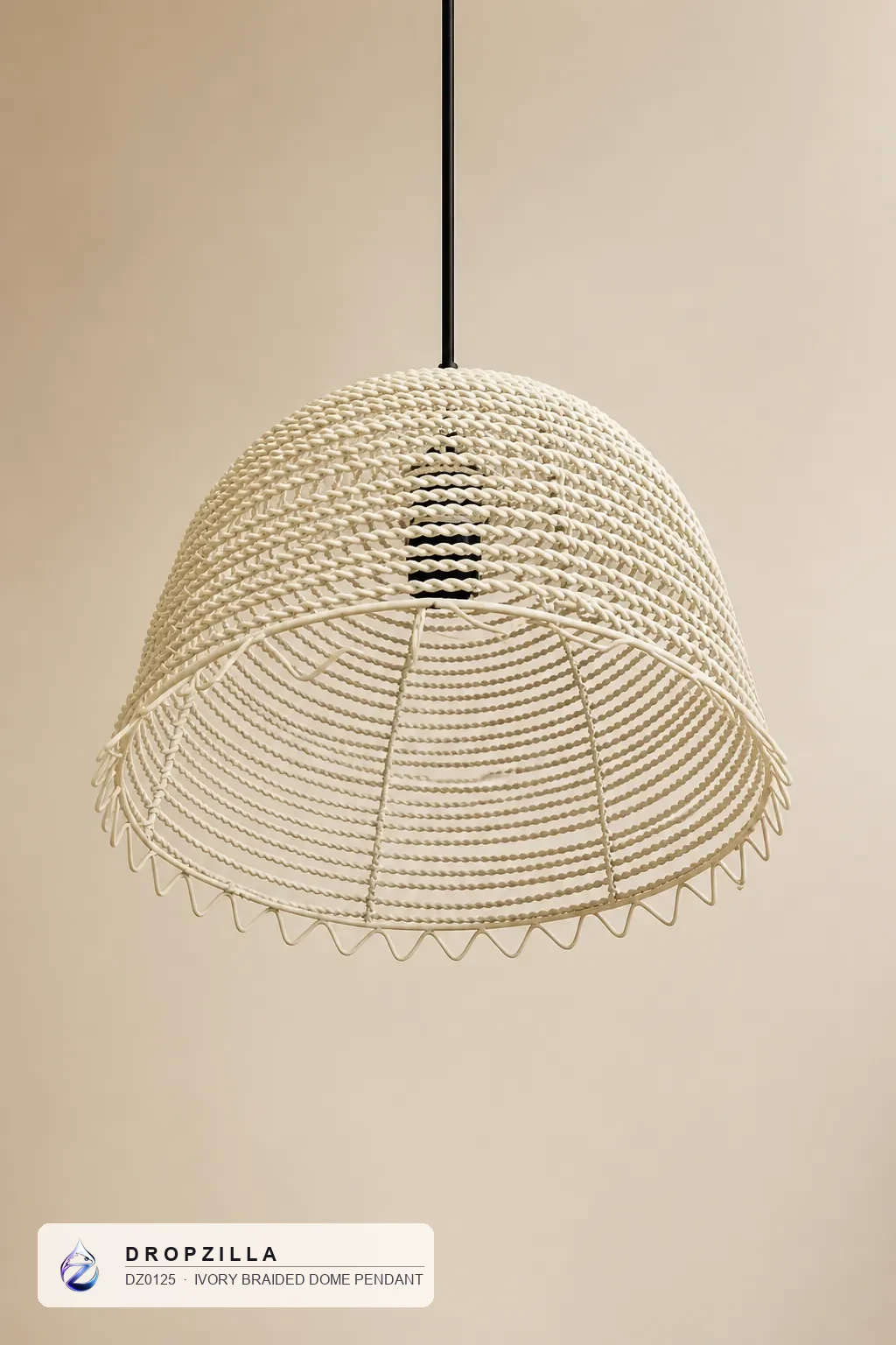 Ivory Braided Dome Pendant — Pendant Lights — Ivory-finish braided metal wire — Dropzilla