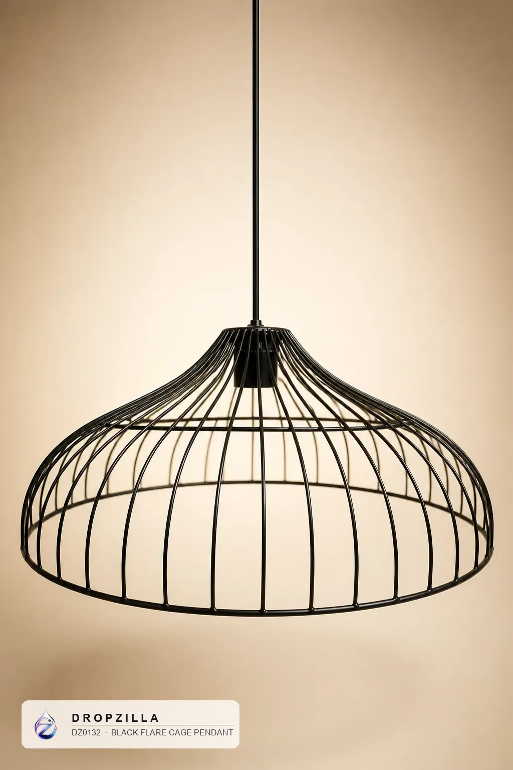 Black Flare Cage Pendant — Pendant Lights — Matte black iron wire — Dropzilla