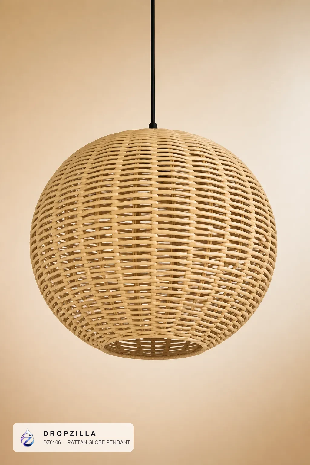 Rattan Globe Pendant — Pendant Lights — Handwoven rattan wicker sphere — Dropzilla